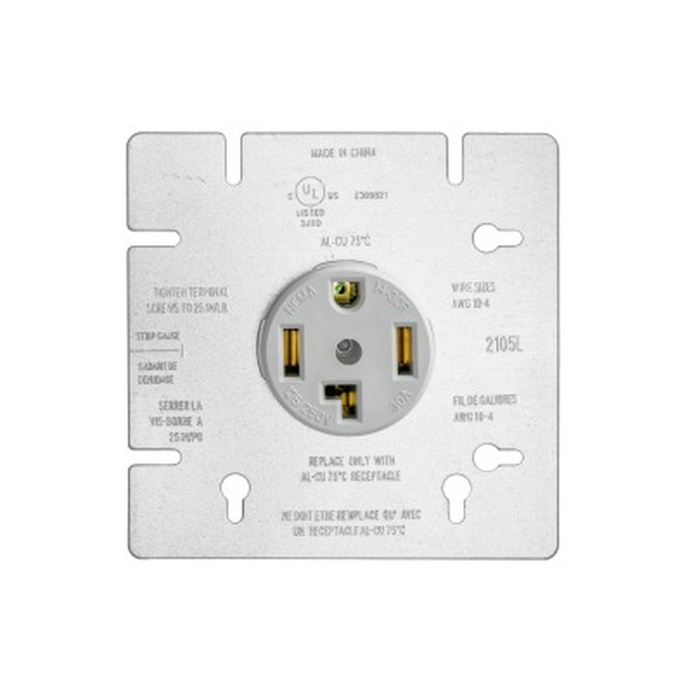 30 AMP Outlet - 125-250V - 3 pole 4-wire ground - NEMA 14-30R - White - V2