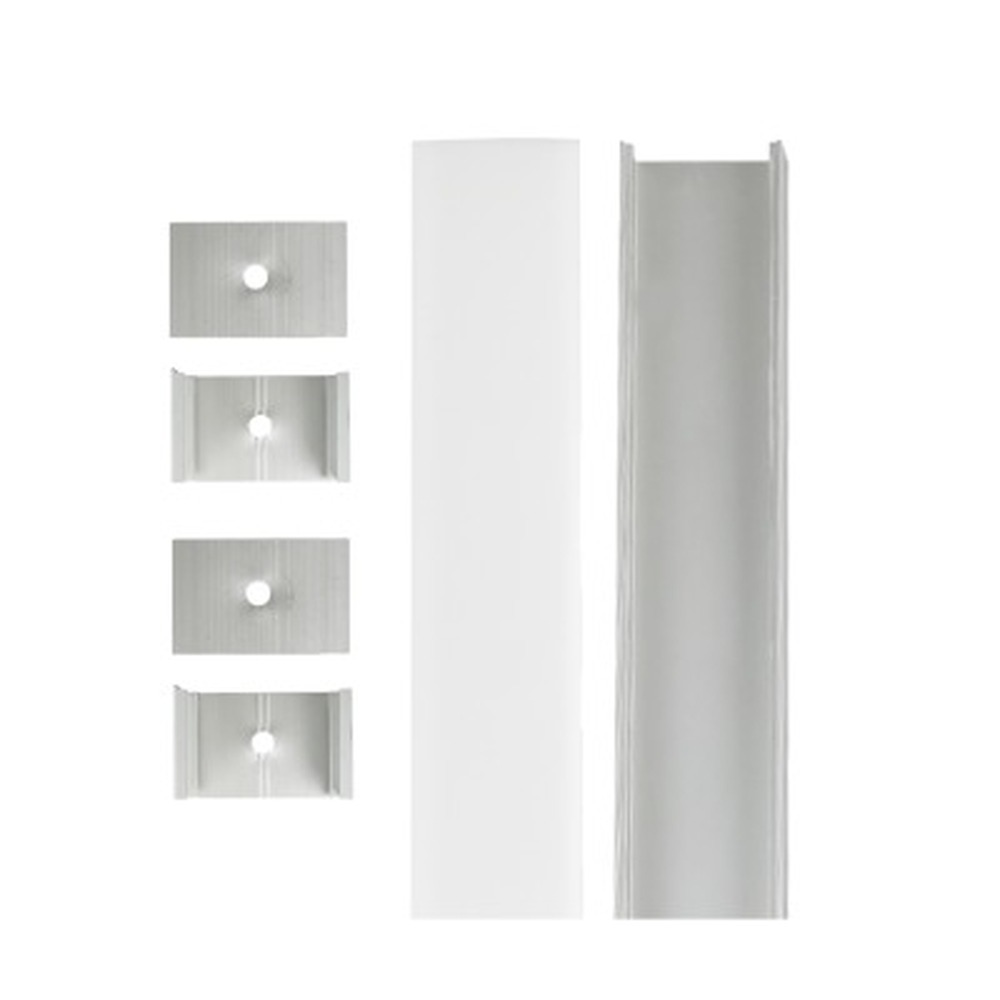 Aluminium Extrusion - Slim Square - With Accessories - 8ft Kit - White