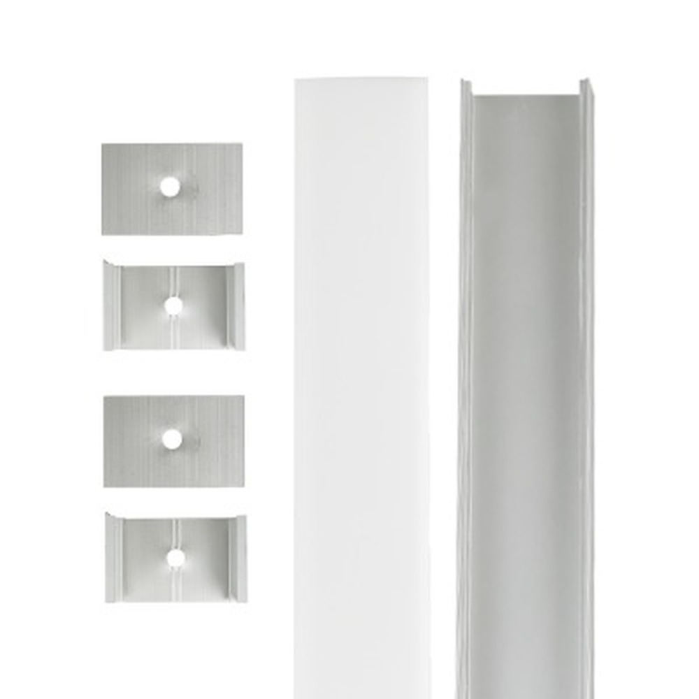 Aluminium Extrusion - Square-Wide - With Accessories - 8ft Kit - White