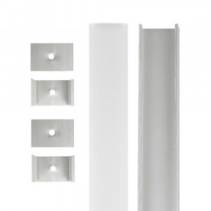 Aluminium Extrusion - Square-Wide - With Accessories - 8ft Kit - Frosted