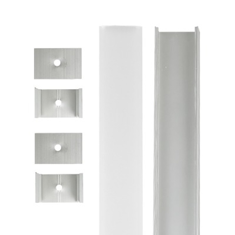 Aluminium Extrusion - Square-Wide - With Accessories - 8ft Kit - Frosted