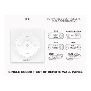 1 ZONE RF REMOVABLE MAGNETIC WALL REMOTE FOR SINGLE COLOR AND CCT LED STRIP (K2)