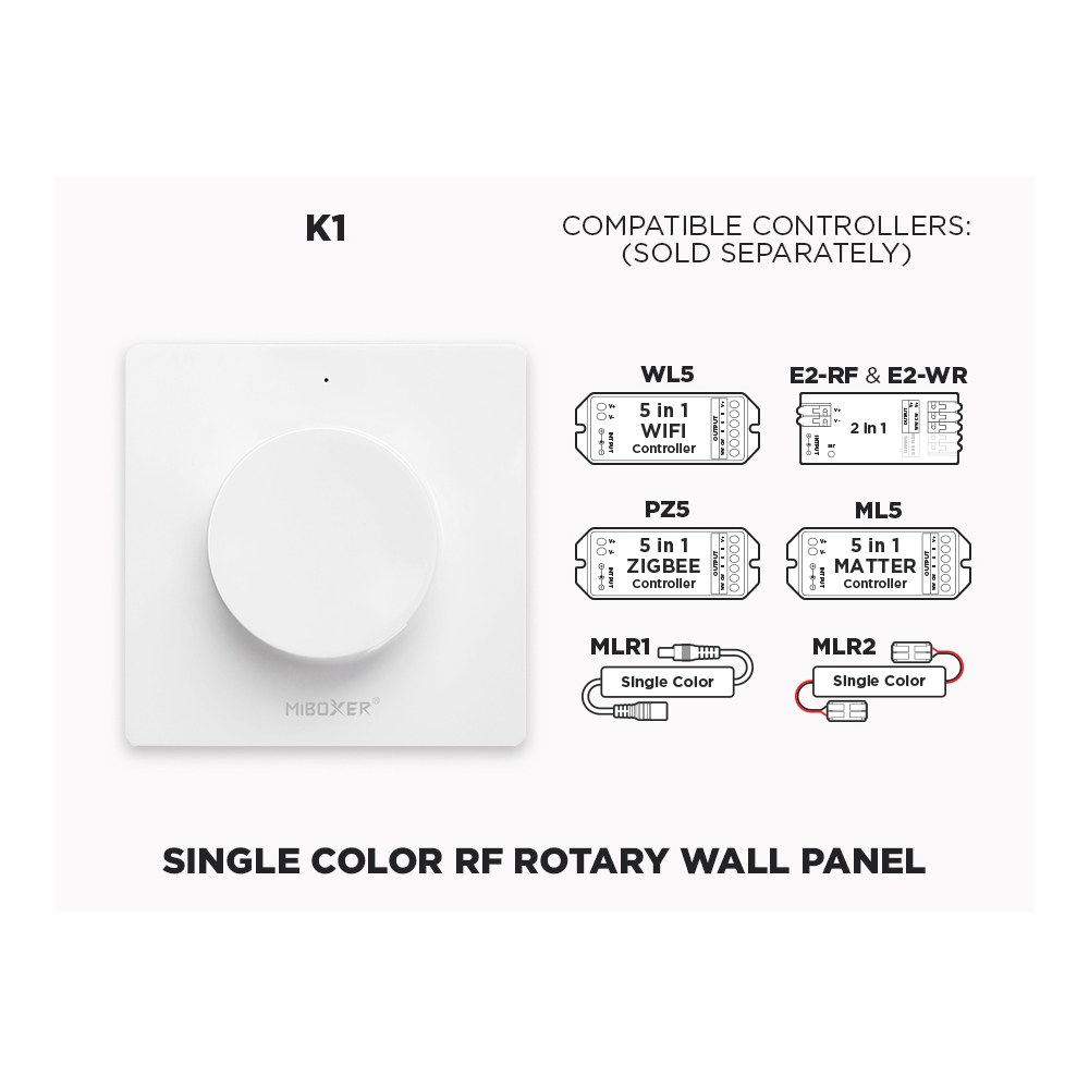 1 ZONE RF ROTATING WALL REMOTE FOR SINGLE COLOR LED STRIP (K1)
