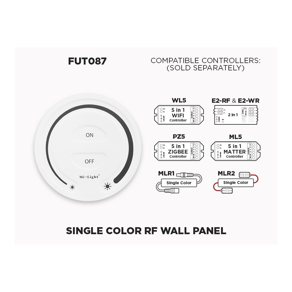 1 ZONE RF WALL REMOTE FOR SINGLE COLOR LED STRIP (FUT087)