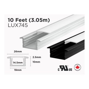 10 FEET INTERIOR ALUMINUM U SHAPE PROFILE FOR LED STRIP (LUX745)