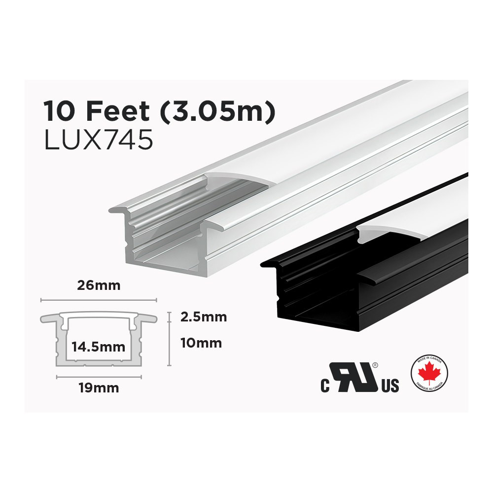10 FEET INTERIOR ALUMINUM U SHAPE PROFILE FOR LED STRIP (LUX745)
