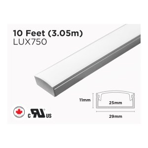 10 FEET - 1.1 INCH WIDE ALUMINUM U SHAPE PROFILE FOR LED STRIP (LUX750)