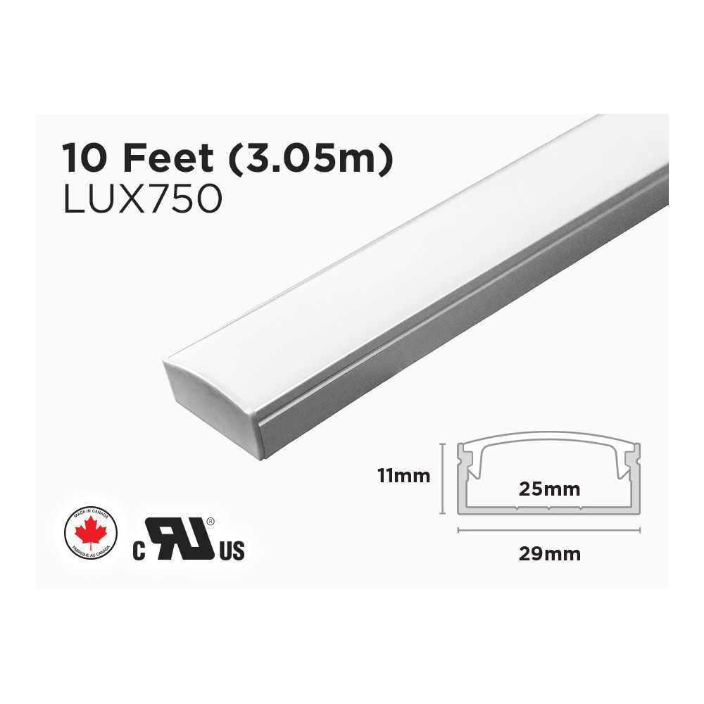 10 FEET - 1.1 INCH WIDE ALUMINUM U SHAPE PROFILE FOR LED STRIP (LUX750)