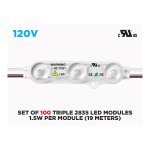AC 110V - SET OF 100 TRIPLE 2835 EPISTAR LED MODULES ( 1.5W PER MODULE )