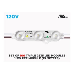 AC 110V - SET OF 100 TRIPLE 2835 EPISTAR LED MODULES ( 1.5W PER MODULE )
