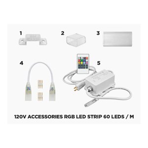 120V CONNECTORS AND ACCESSORIES FOR RGB LED STRIP - 60 LEDS/M