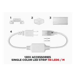 120V END CAP FOR SINGLE COLOR LED STRIP - 118 LEDS/M