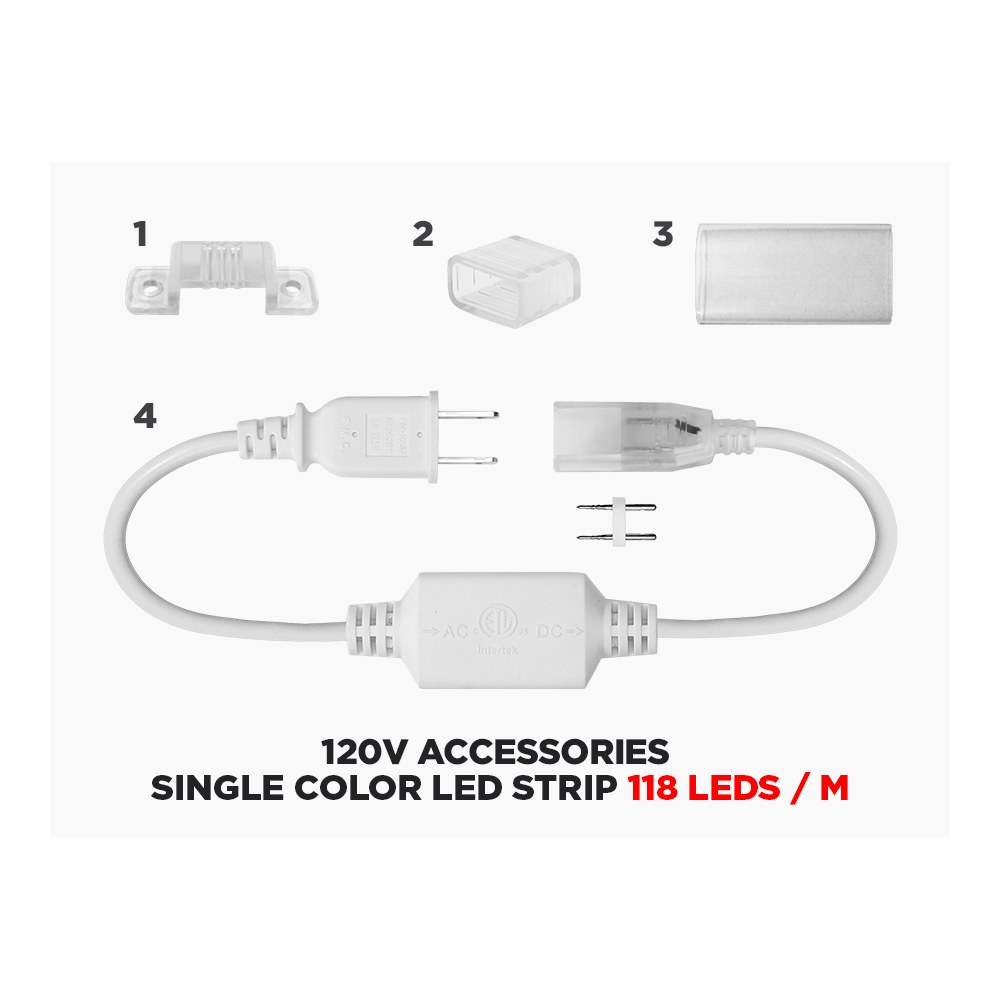 120V END CAP FOR SINGLE COLOR LED STRIP - 118 LEDS/M