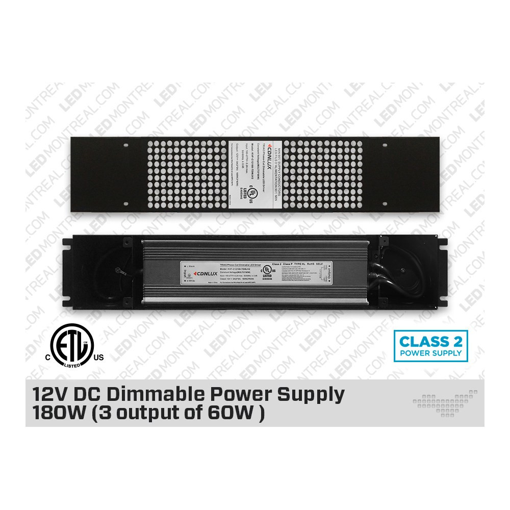 180W – (3 X 60W) 12V UNIVERSAL DIMMABLE LED DRIVER (CLASS 2)