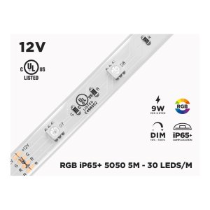 12V 5M IP65+ RGB 5050 HIGH OUTPUT LED STRIP - 30 LEDS/M (STRIP ONLY)