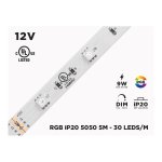 12V 5M IP20 RGB 5050 HIGH OUTPUT LED STRIP - 30 LEDS/M (STRIP ONLY)