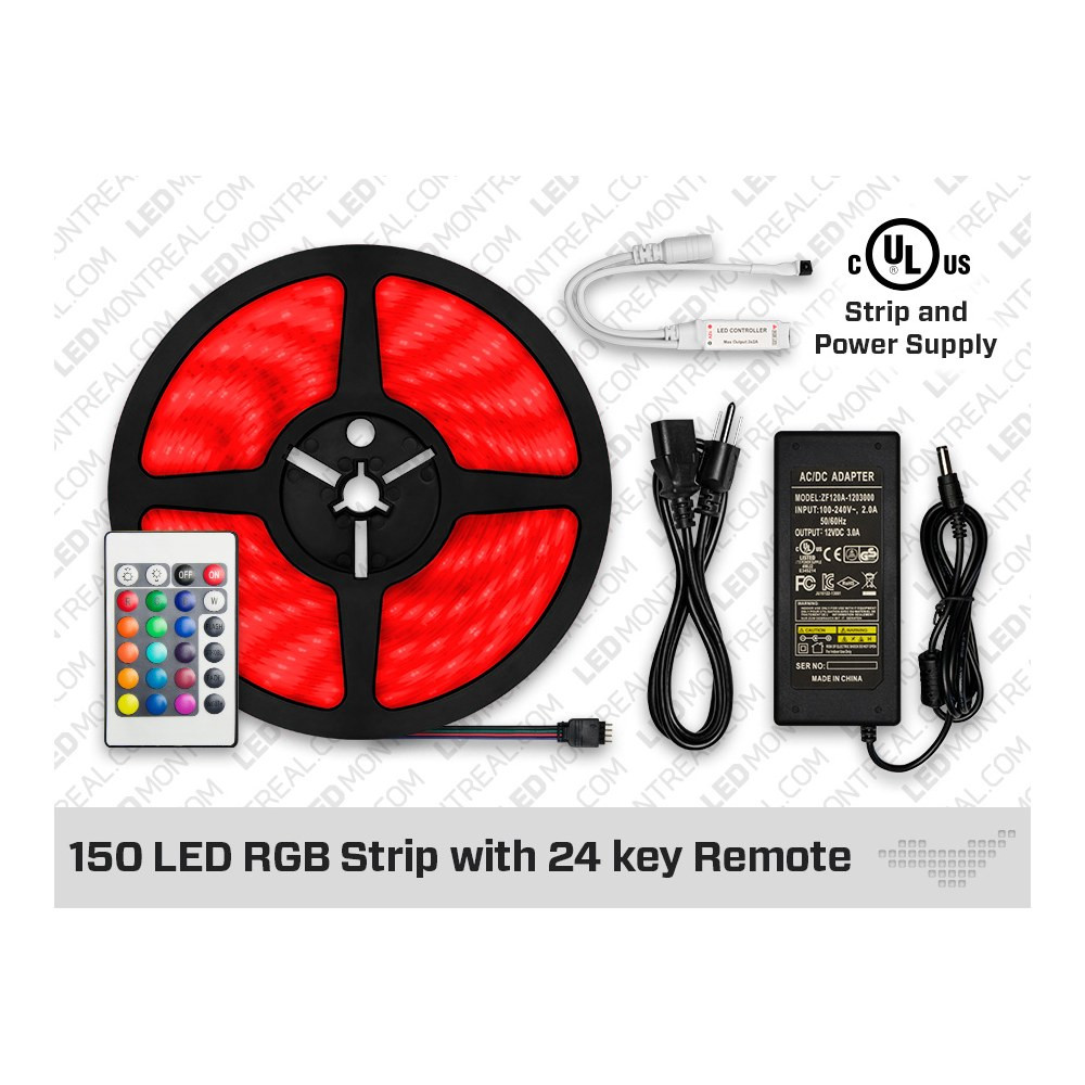 12V 5M IP65+ HIGH OUTPUT RGB 5050 LED STRIP KIT - 30 LEDS/M