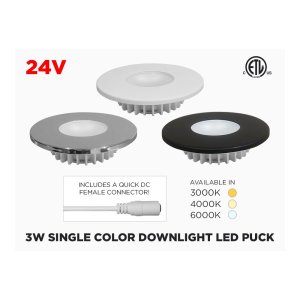 24V 3W SINGLE COLOR CCT ADJUSTABLE PROFESSIONAL GRADE 80MM DOWNLIGHT LED PUCK