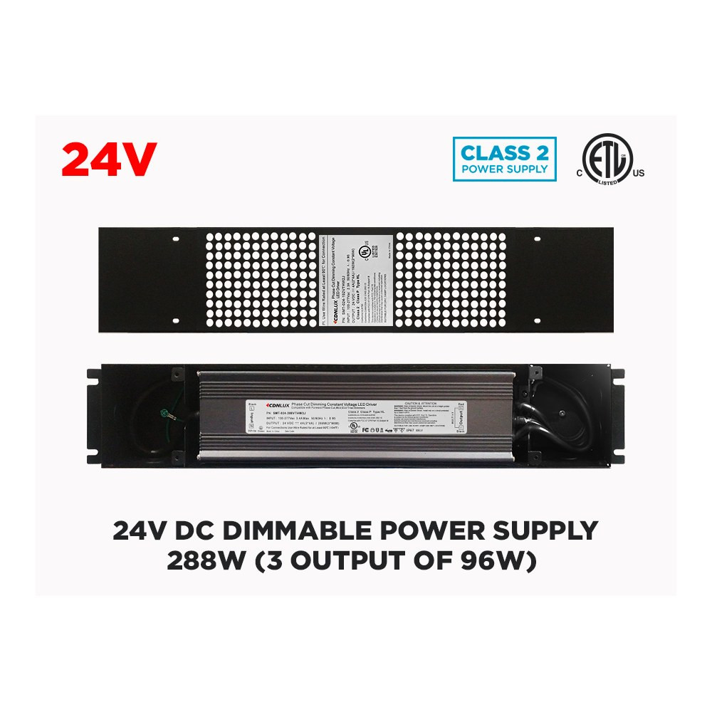 288W – (3 X 96W) 24V UNIVERSAL DIMMABLE LED DRIVER (CLASS 2)