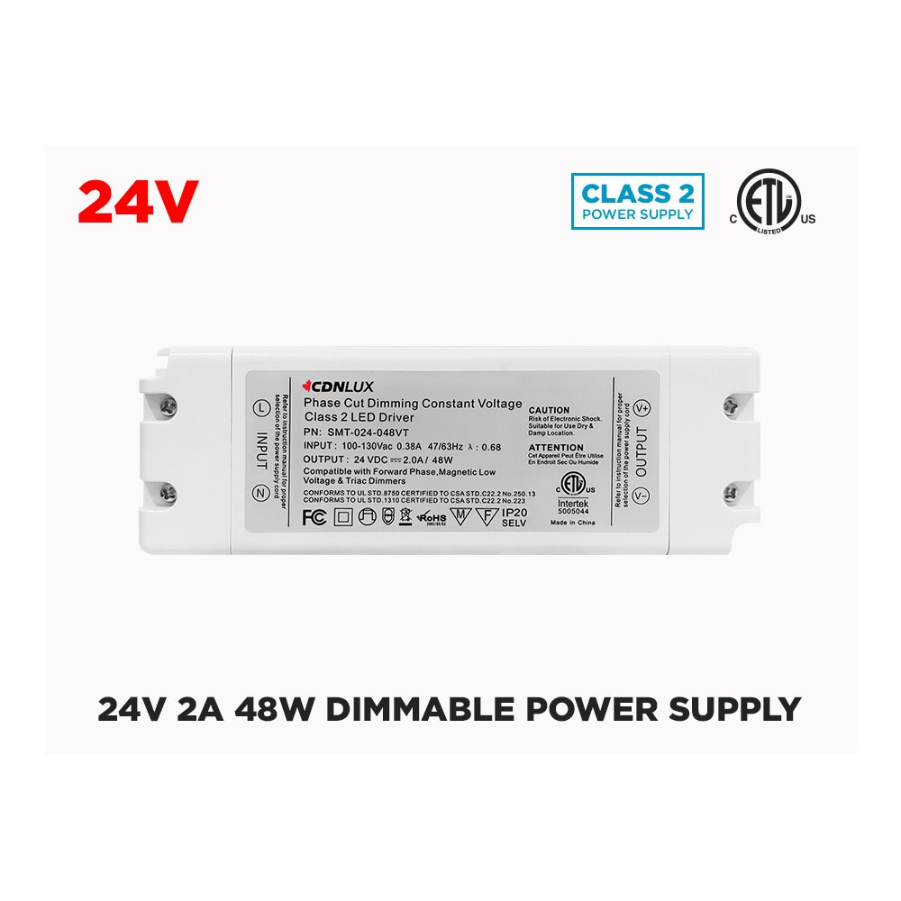 24V UNIVERSAL DIMMABLE LED DRIVER 48W (CLASS 2) - WHITE JUNCTION BOX