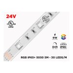 24V 5M IP65+ RGB 5050 HIGH OUTPUT LED STRIP - 30 LEDS/M (STRIP ONLY)