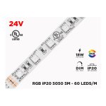 24V 5M IP20 RGB 5050 HIGH OUTPUT LED STRIP - 60 LEDS/M (STRIP ONLY)