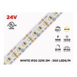 24V 5M IP20 2216 SINGLE COLOR LED STRIP - 300 LEDS/M (STRIP ONLY)