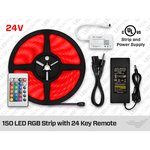 24V 5M IP65+ HIGH OUTPUT RGB 5050 LED STRIP KIT - 30 LEDS/M