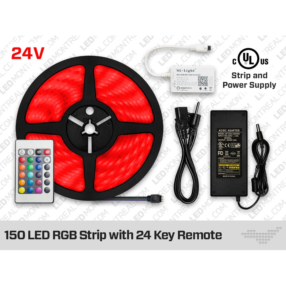24V 5M IP65+ HIGH OUTPUT RGB 5050 LED STRIP KIT - 30 LEDS/M