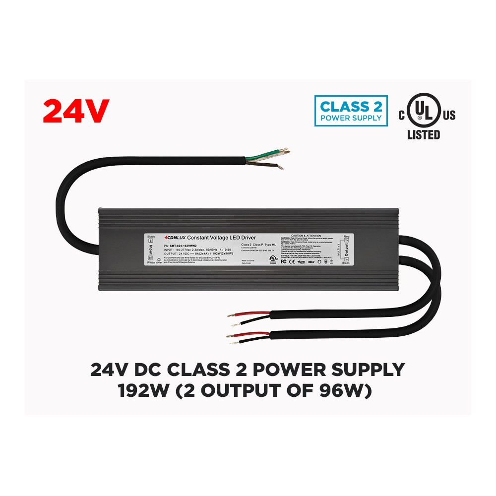24V DC 192W (2X96W) UL LISTED CLASS 2 LED DRIVER - NON DIMMABLE