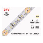24V 5M IP20 3014 WHITE LED STRIP - 120 LEDS/M (STRIP ONLY)