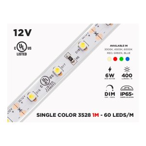 12V 1M IP65+ 3528 SINGLE COLOR LED STRIP - 60 LEDS/M (STRIP ONLY)
