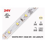 24V 5M IP67 3528 WHITE OUTDOOR LED STRIP - 60 LEDS/M - 5M (STRIP ONLY)