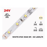 24V 5M IP20 3528 WHITE LED STRIP - 60 LEDS/M (STRIP ONLY)