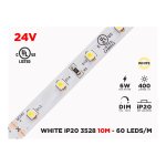 24V 10M IP20 3528 WHITE LED STRIP - 60 LEDS/M (STRIP ONLY)