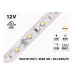 12V 5M IP67 3528 WHITE OUTDOOR LED STRIP - 60 LEDS/M - 5M (STRIP ONLY)