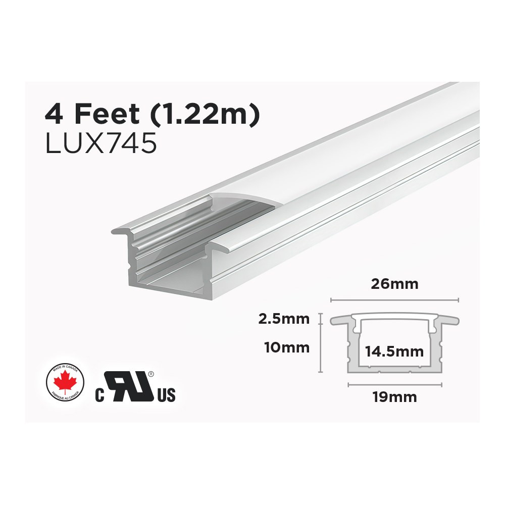 4 FEET RECESSED ALUMINUM U SHAPE PROFILE FOR LED STRIP (LUX745)