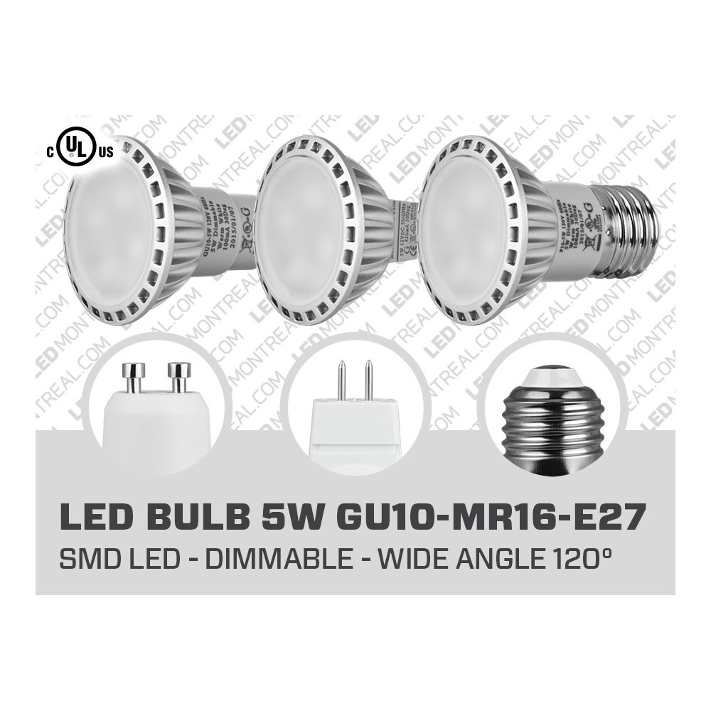 5W DIMMABLE GU10 MR16 E27 SMD LED LIGHT BULBS