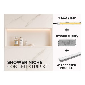 24V COB IP67 LED STRIP KIT FOR SHOWER NICHE - 1.2M WITH LUX745 PROFILE