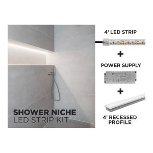 12V IP65+ ENSEMBLE DE RUBAN LED POUR NICHE DE DOUCHE - 1.2M AVEC PROFILÉ LUX745
