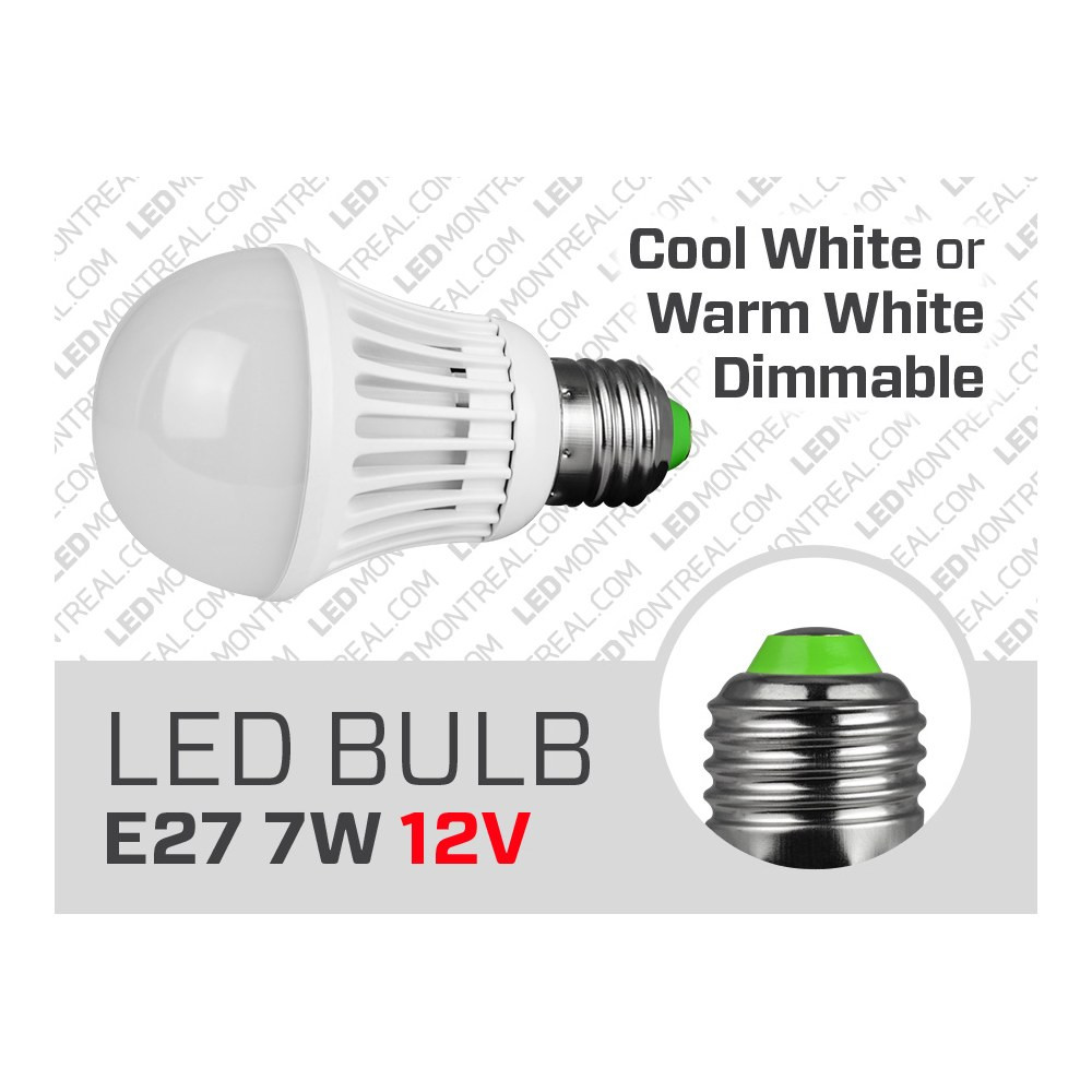 12V DC E27 7W DIMMABLE LED LIGHT BULB