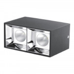 SURFACE-MOUNT LED SQUARE DOUBLE HEAD DOWNLIGHTS - 20W - 120VAC - 1800LM - BEAM ANGLE 30° - 3000K - DAMP LOCATION -