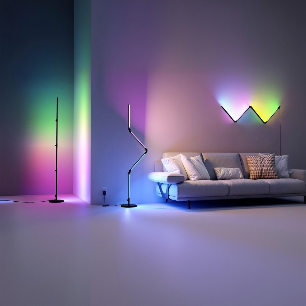 LED floor light - 100-240VAC 24W - RGB+WW 2700K - controlled by Tuya app and remote controller Black Body