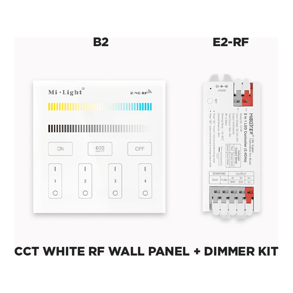 WALL MOUNTED RF MULTI ZONE PANEL AND-OR CONTROLLER FOR CCT ADJUSTABLE LED STRIP