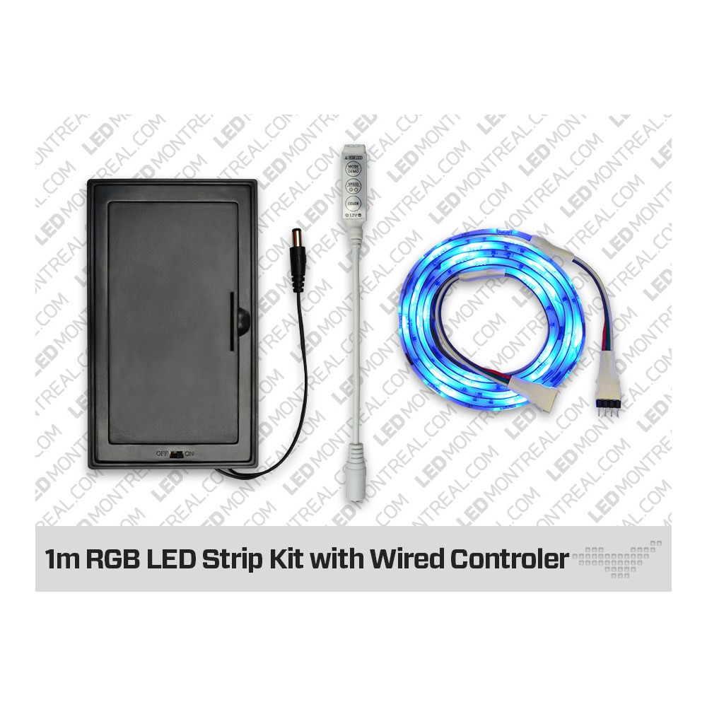 BATTERY POWERED 1M RGB LED STRIP KIT WITH WIRED CONTROLLER