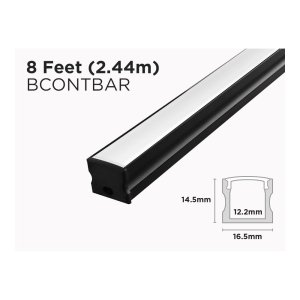 BLACK ALUMINUM PROFILE FOR LED STRIP - 8 FEET (2.44M)