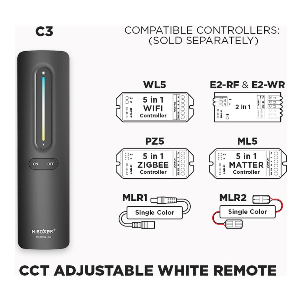 1 ZONE RF REMOTE CCT ADJUSTABLE WHITE (C3)