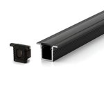 RECESSED WITH LIP SUPER SLIM ALUMINUM PROFILE 0809A WITH 2 ENDCAPS & PC COVER 10FT BLACK