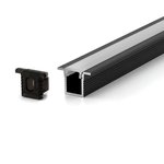 RECESSED WITH LIP SUPER SLIM ALUMINUM PROFILE 0809A WITH 2 ENDCAPS & PC COVER 10FT SILVER