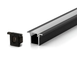 RECESSED WITH LIP SUPER SLIM ALUMINUM PROFILE 0809A WITH 2 ENDCAPS & PC COVER 10FT SILVER